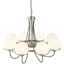 Kronleuchter mit Schirm Ø 75 cm Kugel rund in Messing antik