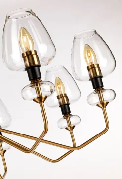 Kronleuchter mit Schirm 8-armig in Messing Schwarz Ø91cm