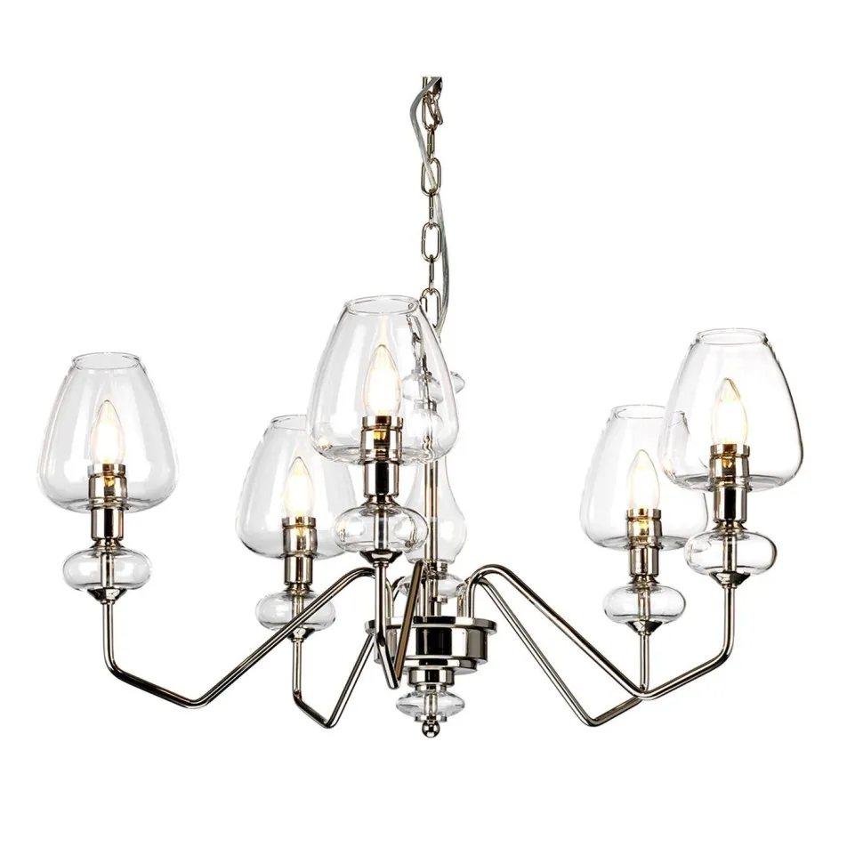 Kronleuchter mit Schirm 3-armig in Nickel Metall Glas