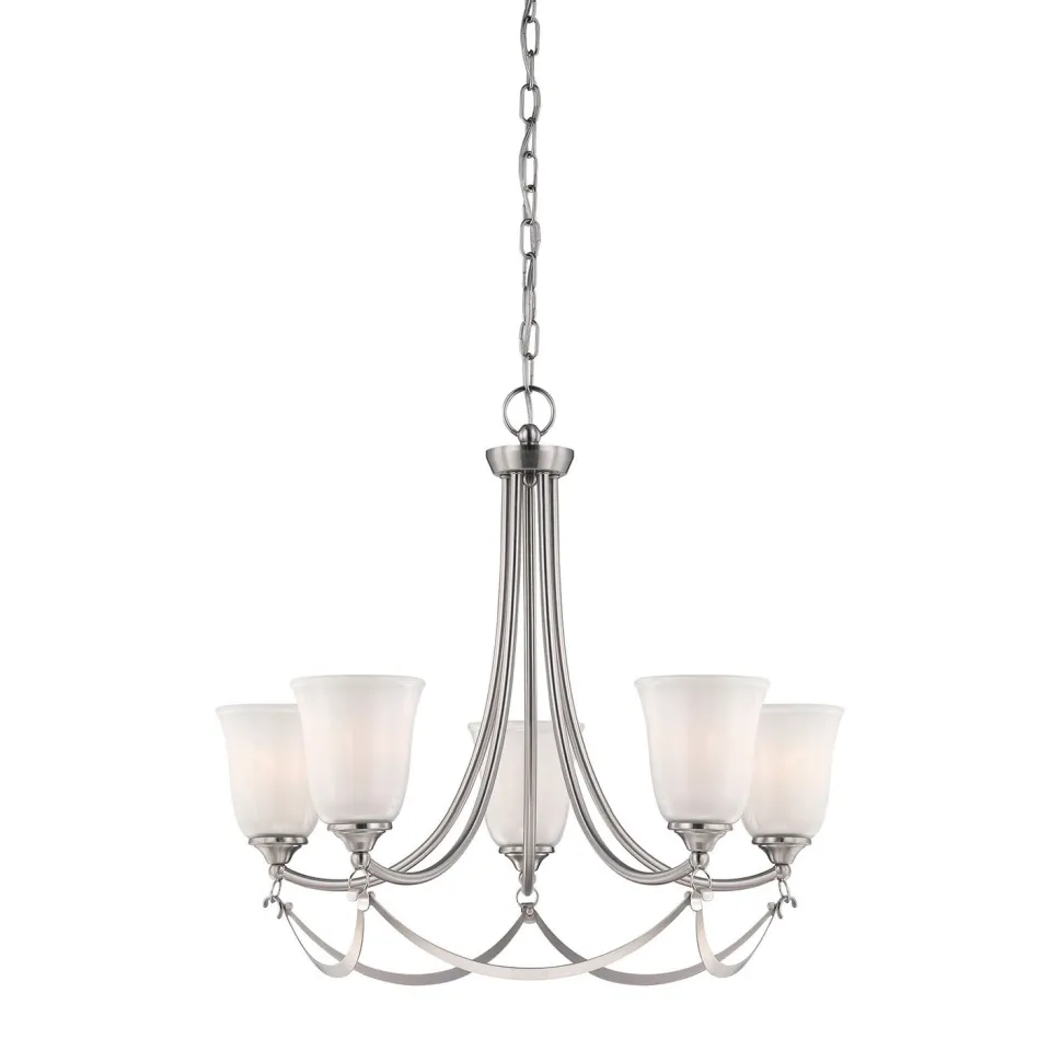 Kronleuchter mit Schirm Glas Metall in Nickel Weiß KELDA