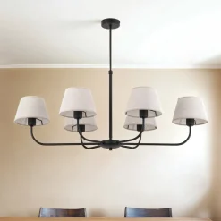 Kronleuchter mit Schirm groß 6-armig E27 100 cm lang