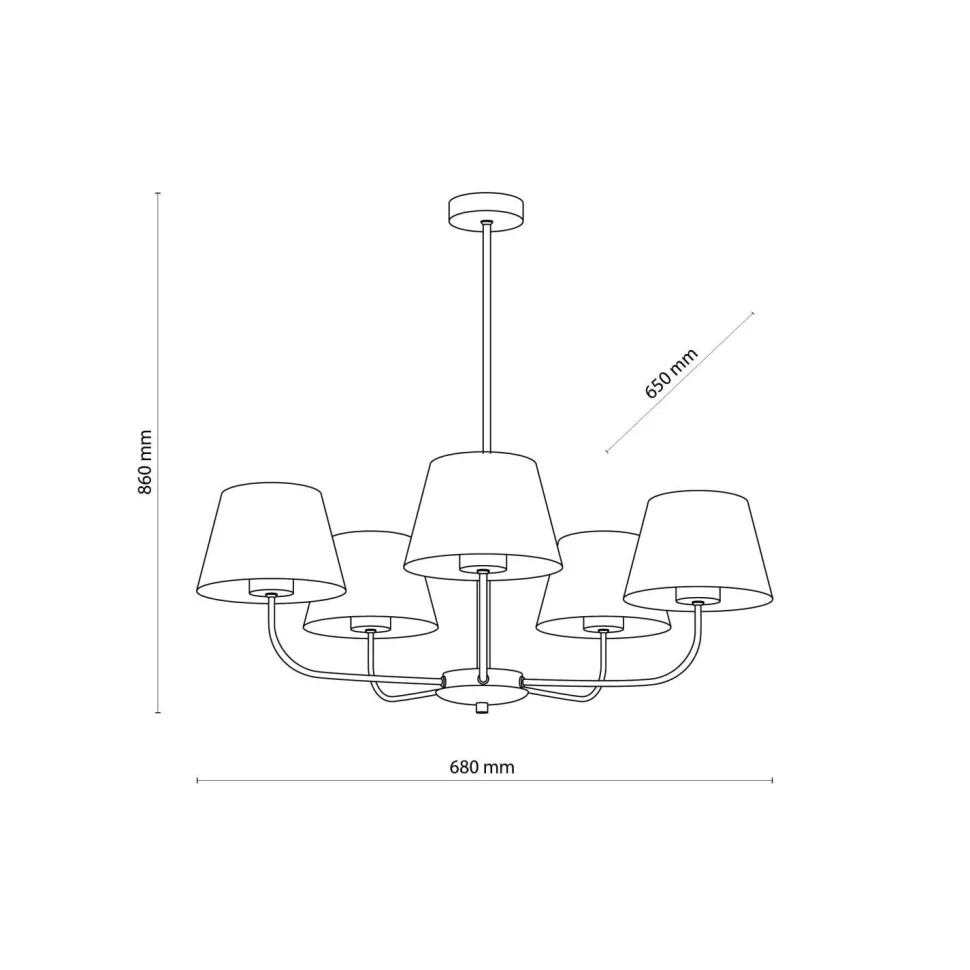 Kronleuchter Modern Metall Stoff Schirm 5-flammig E27