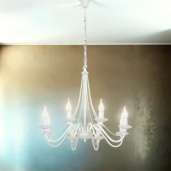 Kronleuchter ROSABELLA Weiß 8-flammig E14 Rustikal