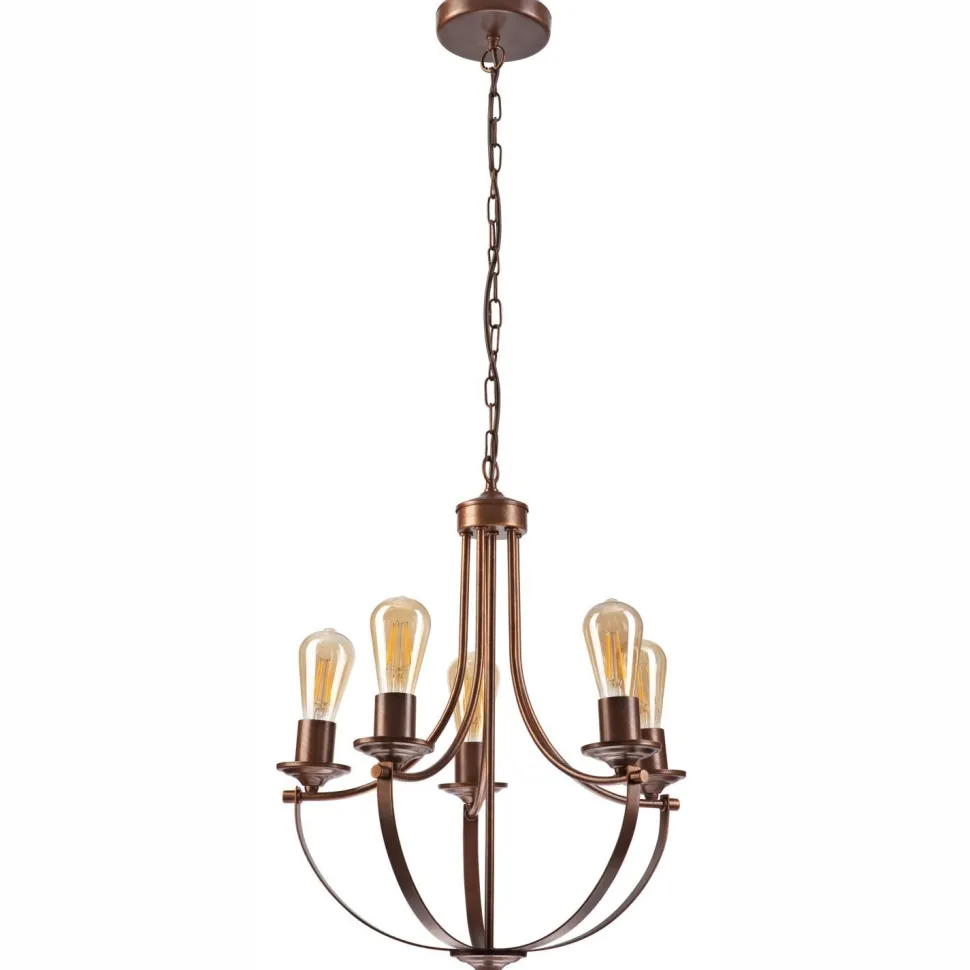 Kronleuchter Rustikal Metall Ø 45 cm 5-flammig E27 Braun