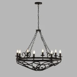 Kronleuchter Rustikal Schmiedeeisen Ø 80 cm Schwarz 8x E14