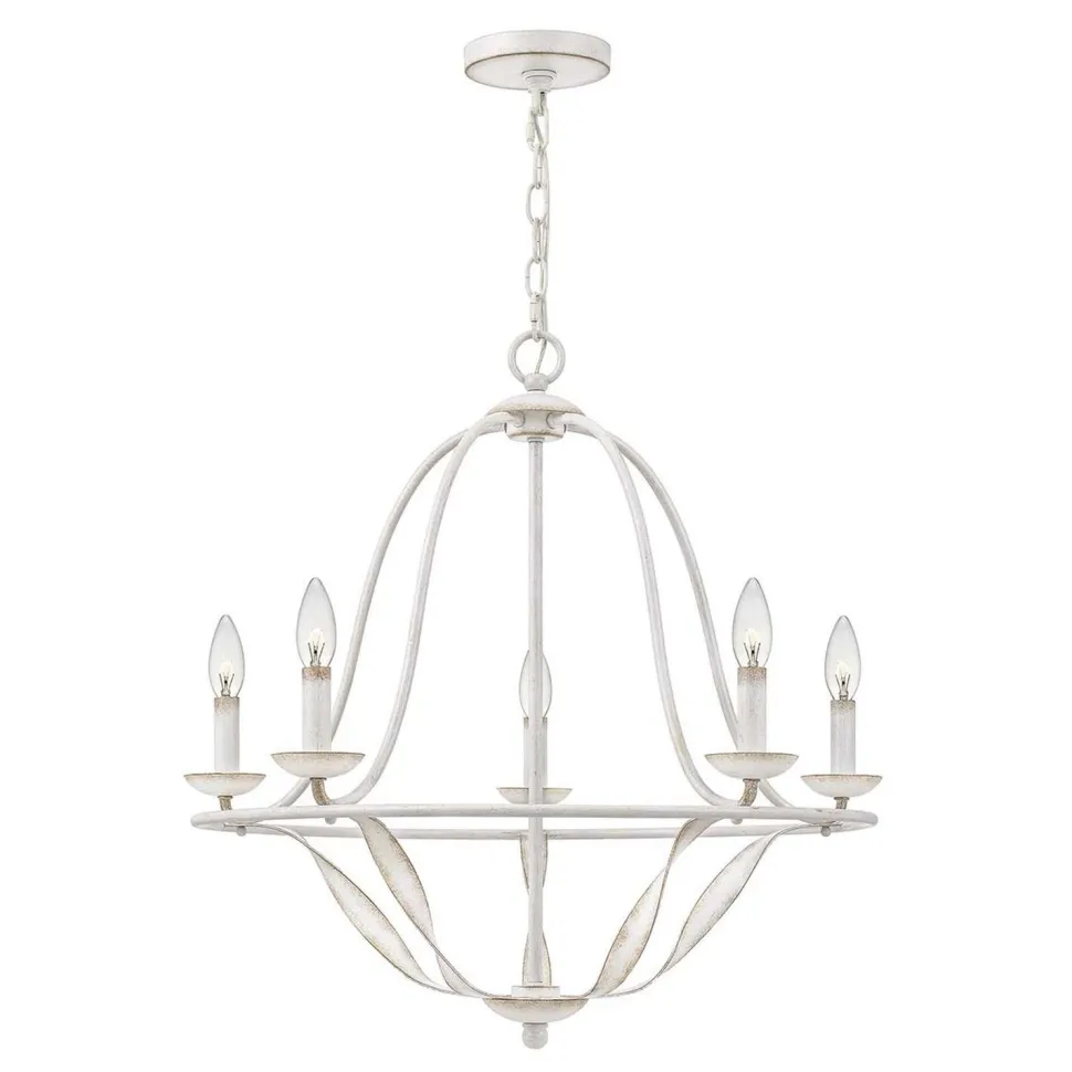 Kronleuchter Rustikal Shabby Weiß Ø 63,6 cm 5x E14