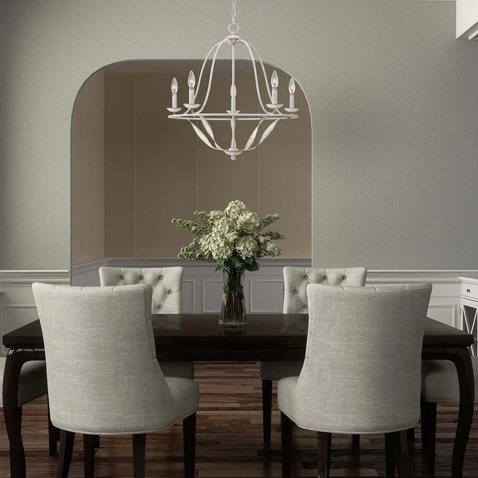 Kronleuchter Rustikal Shabby Weiß Ø 63,6 cm 5x E14