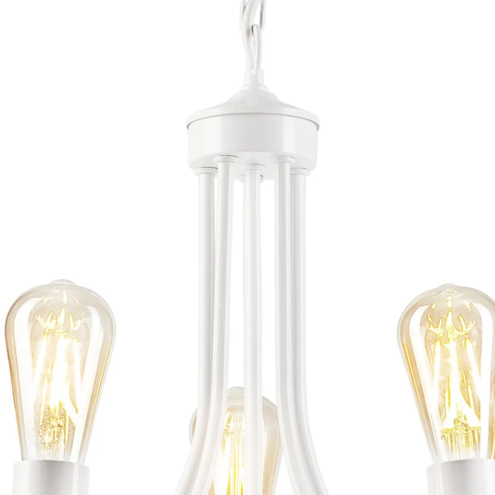 Kronleuchter Rustikal Weiß Metall Ø 45 cm 5-flammig E27