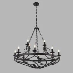 Kronleuchter Schmiedeeisen Ø 89 cm Schwarz Rustikal 12x E14