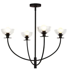 Kronleuchter Schwarz Metall Glas 67,3 cm breit 4x E14