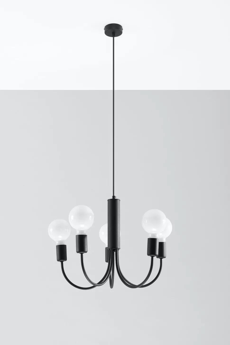 Kronleuchter Schwarz Metall 5-flammig Retro Ø 45 cm