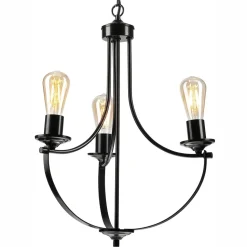 Kronleuchter Schwarz Metall Ø 42 cm 3-flammig E27 Rustikal