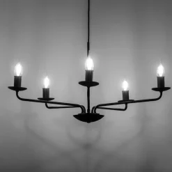 Kronleuchter Schwarz Rustikal 5-flammig E27 Metall