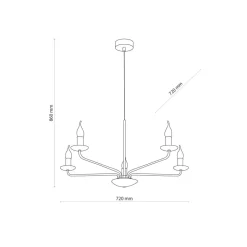 Kronleuchter Schwarz Rustikal 5-flammig E27 Metall