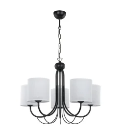 Kronleuchter Schwarz Weiß 5-flmg E27 Hängeleuchte