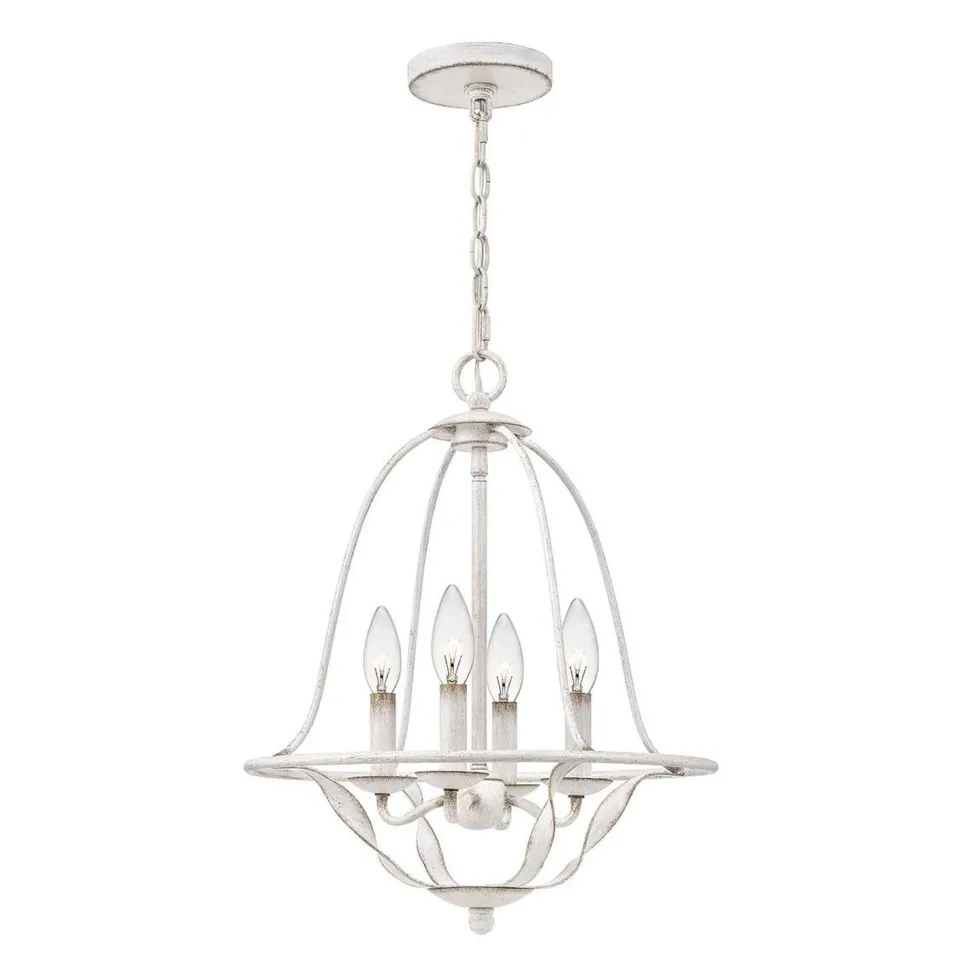 Kronleuchter Shabby Chic Weiß Metall H: max. 307,5 cm 4x E14