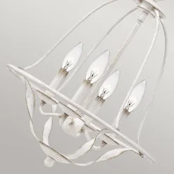 Kronleuchter Shabby Chic Weiß Metall H: max. 307,5 cm 4x E14