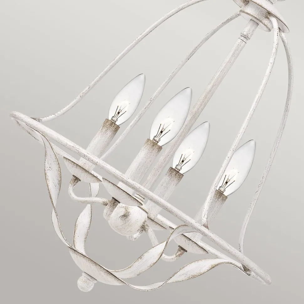 Kronleuchter Shabby Chic Weiß Metall H: max. 307,5 cm 4x E14