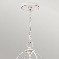 Kronleuchter Shabby Chic Weiß Metall H: max. 307,5 cm 4x E14