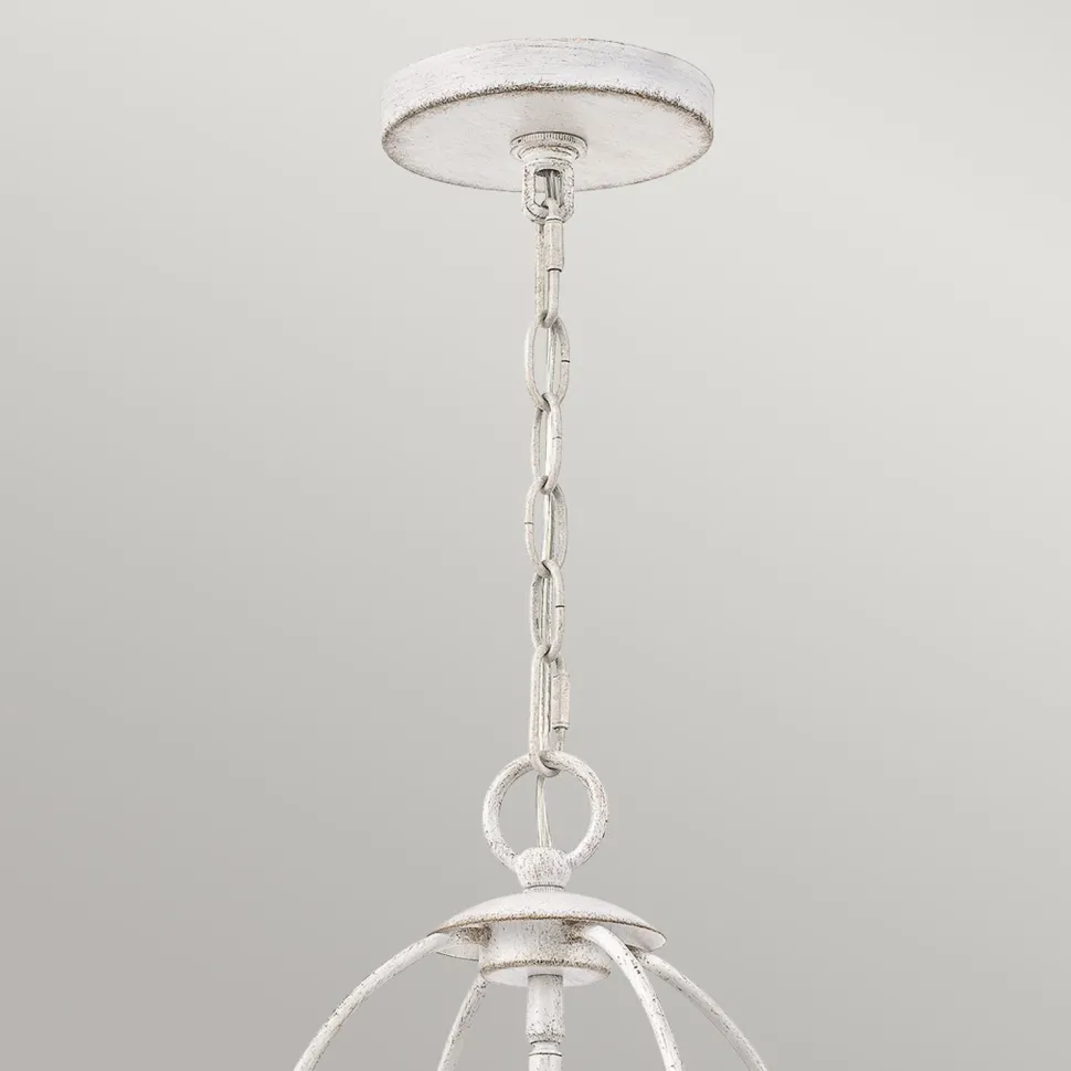 Kronleuchter Shabby Chic Weiß Metall H: max. 307,5 cm 4x E14