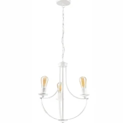 Kronleuchter Weiß 3-flammig E27 Ø 42 cm Metall Rustikal