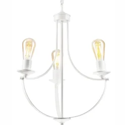 Kronleuchter Weiß 3-flammig E27 Ø 42 cm Metall Rustikal