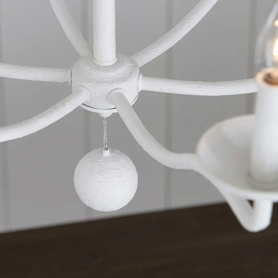 Kronleuchter Weiß Metall E14 B: 82,9 cm groß Landhausstil