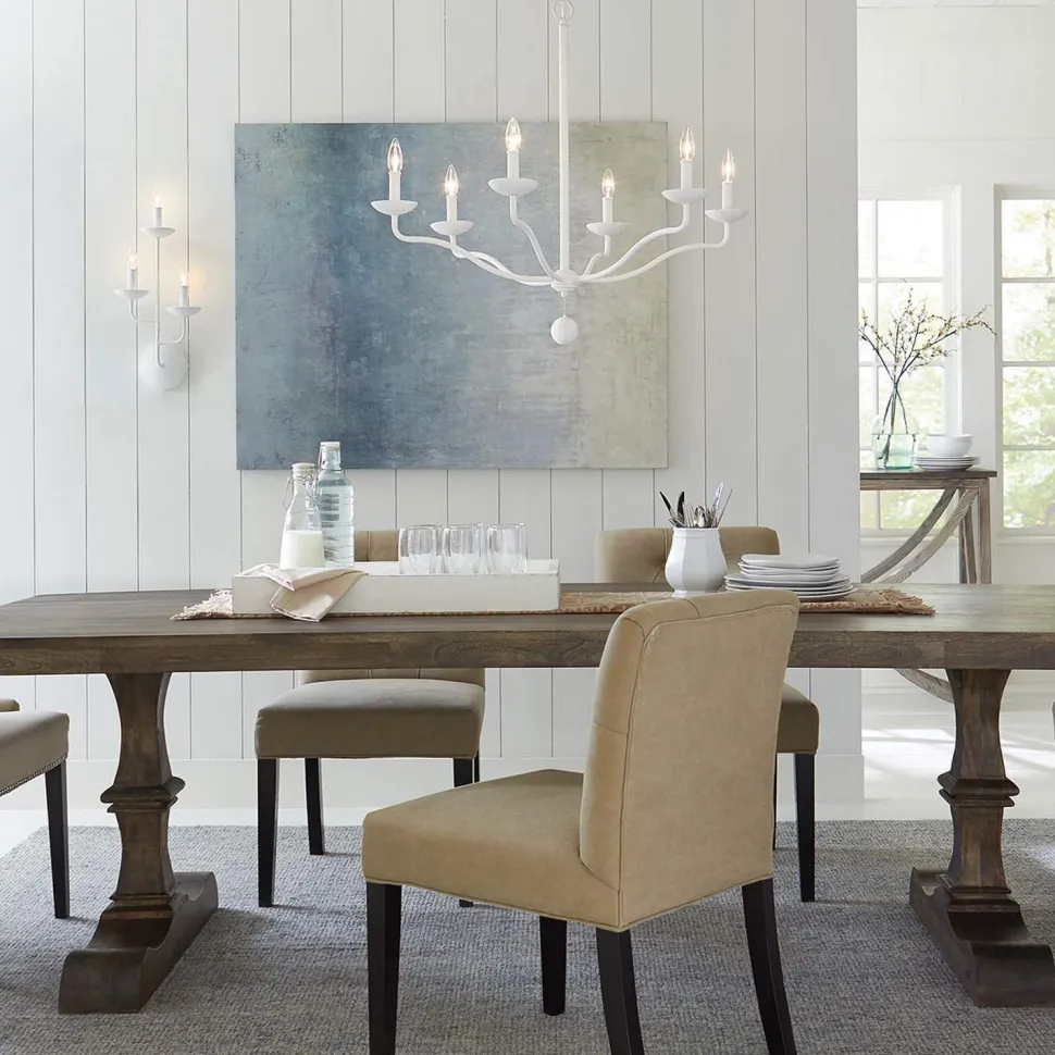 Kronleuchter Weiß Metall E14 B: 82,9 cm groß Landhausstil