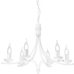 Kronleuchter Weiß Rustikal Metall Ø58cm 6-armig E14