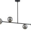 Kugel Deckenlampe Grau Glas Schwarz Metall E27 L:108 cm