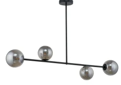 Kugel Deckenlampe Grau Glas Schwarz Metall E27 L:108 cm