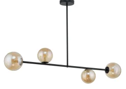 Kugel Deckenleuchte Bernstein Glas Schwarz Metall G9