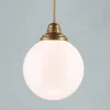Kugel Pendelleuchte Glas Echt-Messing E27 Ø35 cm rund
