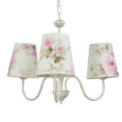 Lampe Stoff 3-flmg Landhaus Esstisch geblümt