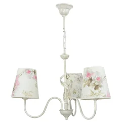 Lampe Stoff 3-flmg Landhaus Esstisch geblümt