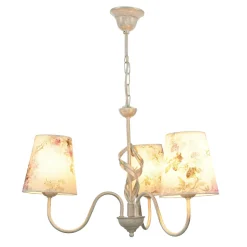 Lampe Stoff 3-flmg Landhaus Esstisch geblümt