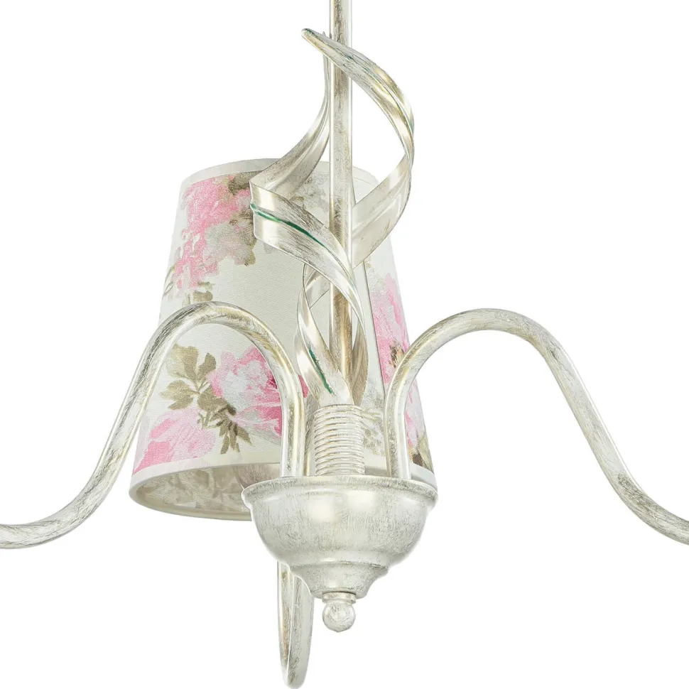 Lampe Stoff 3-flmg Landhaus Esstisch geblümt