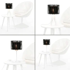 Lampenschirm für Tischleuchten E27 Ø18cm Schwarz MINA