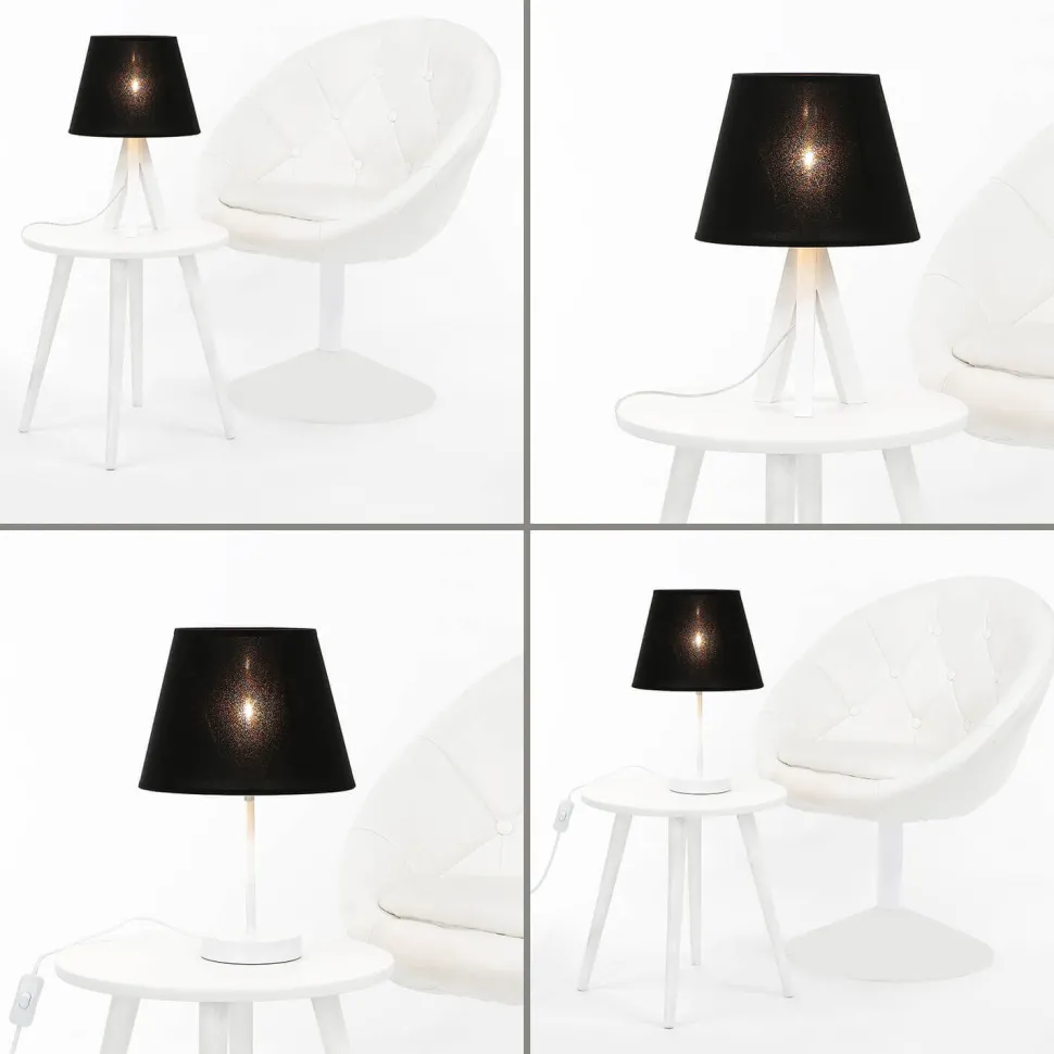 Lampenschirm Stoff für Tischlampe Schwarz E14