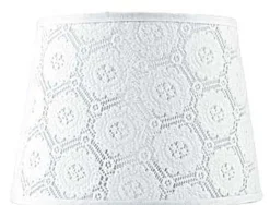 Lampenschirm Weiß Spitze Textil für E14 Tischlampe