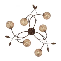 Landhaus Deckenlampe G9 L:68 cm Kugeln Gold Floral