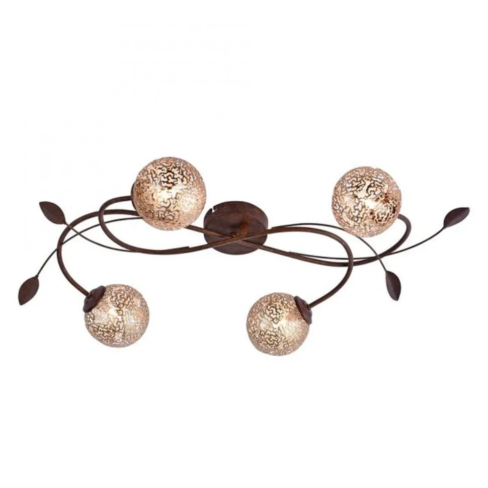 Landhaus Deckenleuchte G9 4-flammig Kugeln Gold Floral