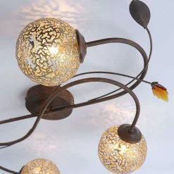 Landhaus Deckenleuchte G9 4-flammig Kugeln Gold Floral