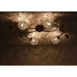 Landhaus Deckenleuchte G9 4-flammig Kugeln Gold Floral