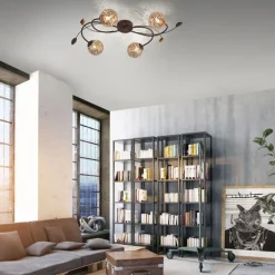 Landhaus Deckenleuchte G9 4-flammig Kugeln Gold Floral