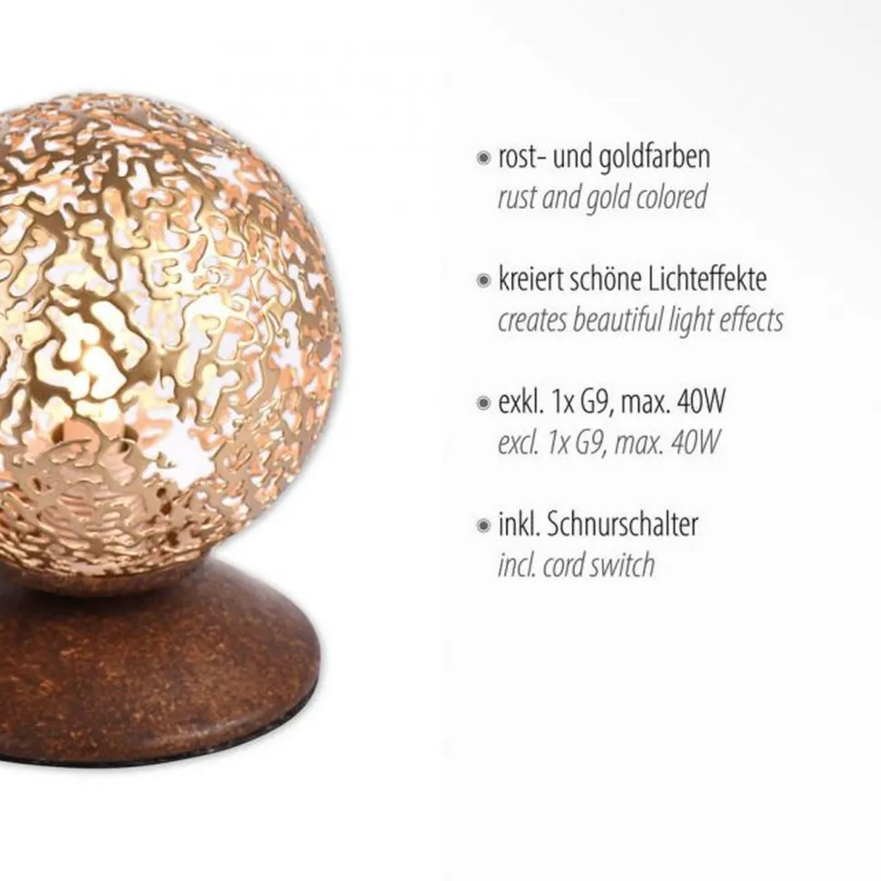 Landhaus Tischlampe Metall Rostbraun Gold 12,5 cm G9