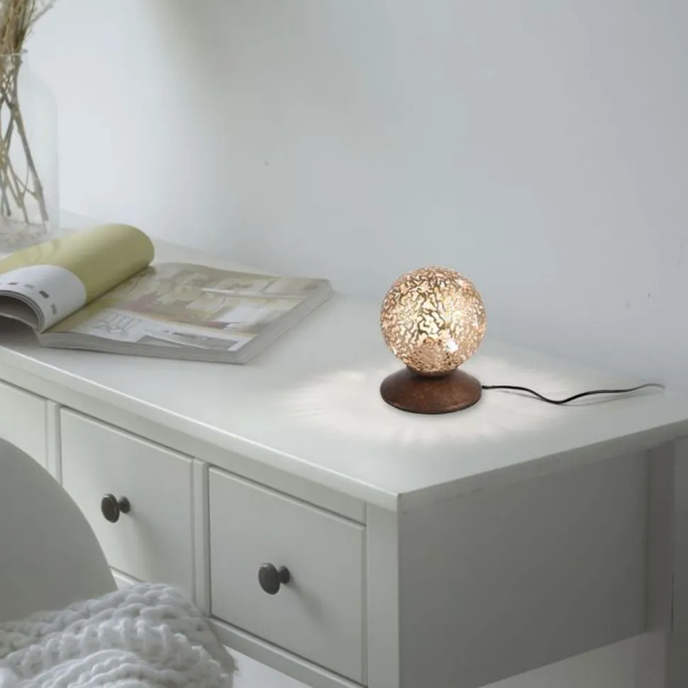 Landhaus Tischlampe Metall Rostbraun Gold 12,5 cm G9