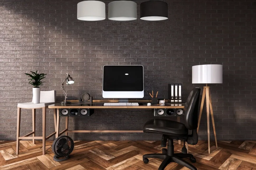 Lange Deckenlampe Stoff Grau Graphit Schwarz E27 100 cm