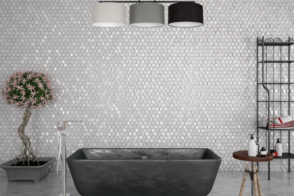 Lange Deckenlampe Stoff Grau Graphit Schwarz E27 100 cm