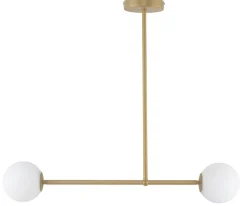 Lange Deckenleuchte Metall in Gold Glas 80 cm G9 2-flmg